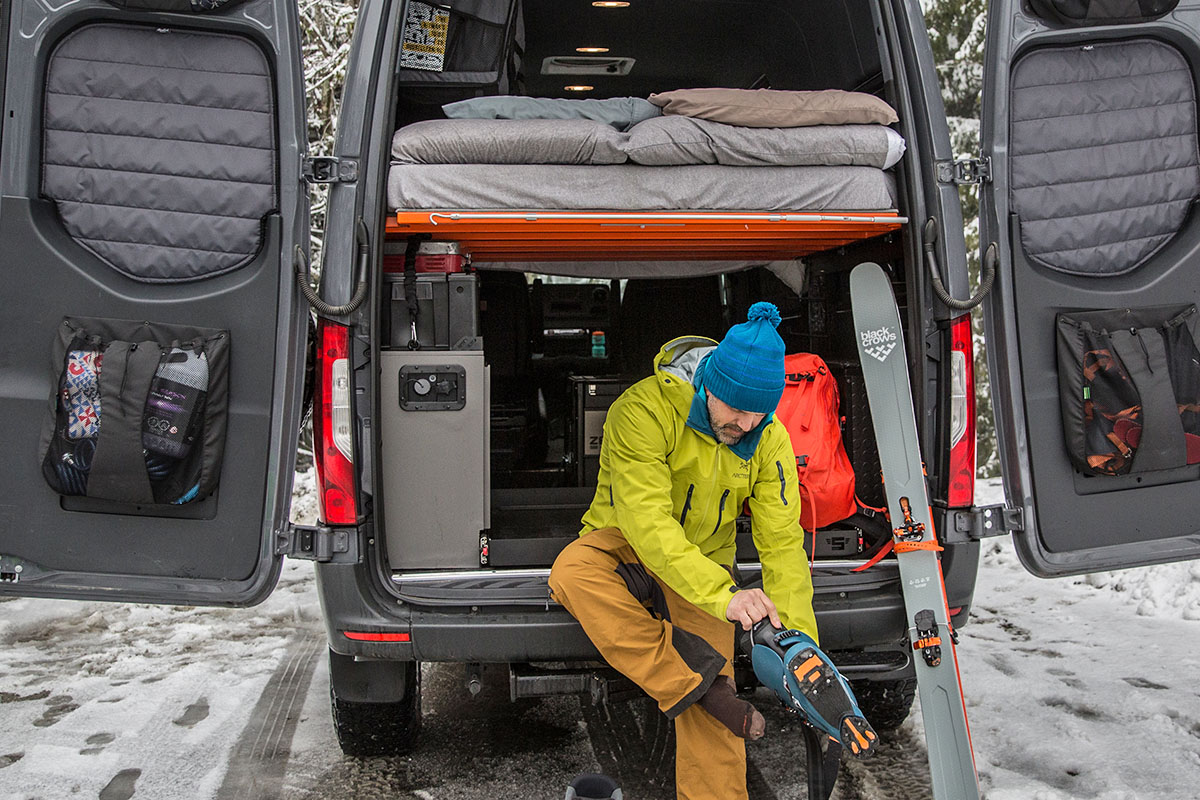 Arc'teryx Alpha SV hardshell jacket (gearing up at van)